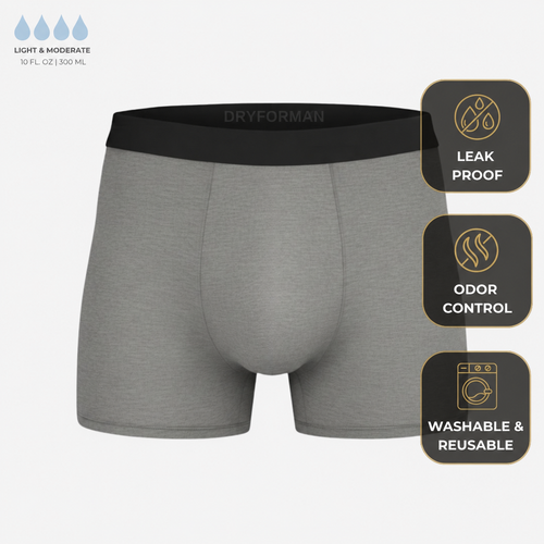 Gray DRYFORMAN Men’s All-Day Protection Boxer Briefs
