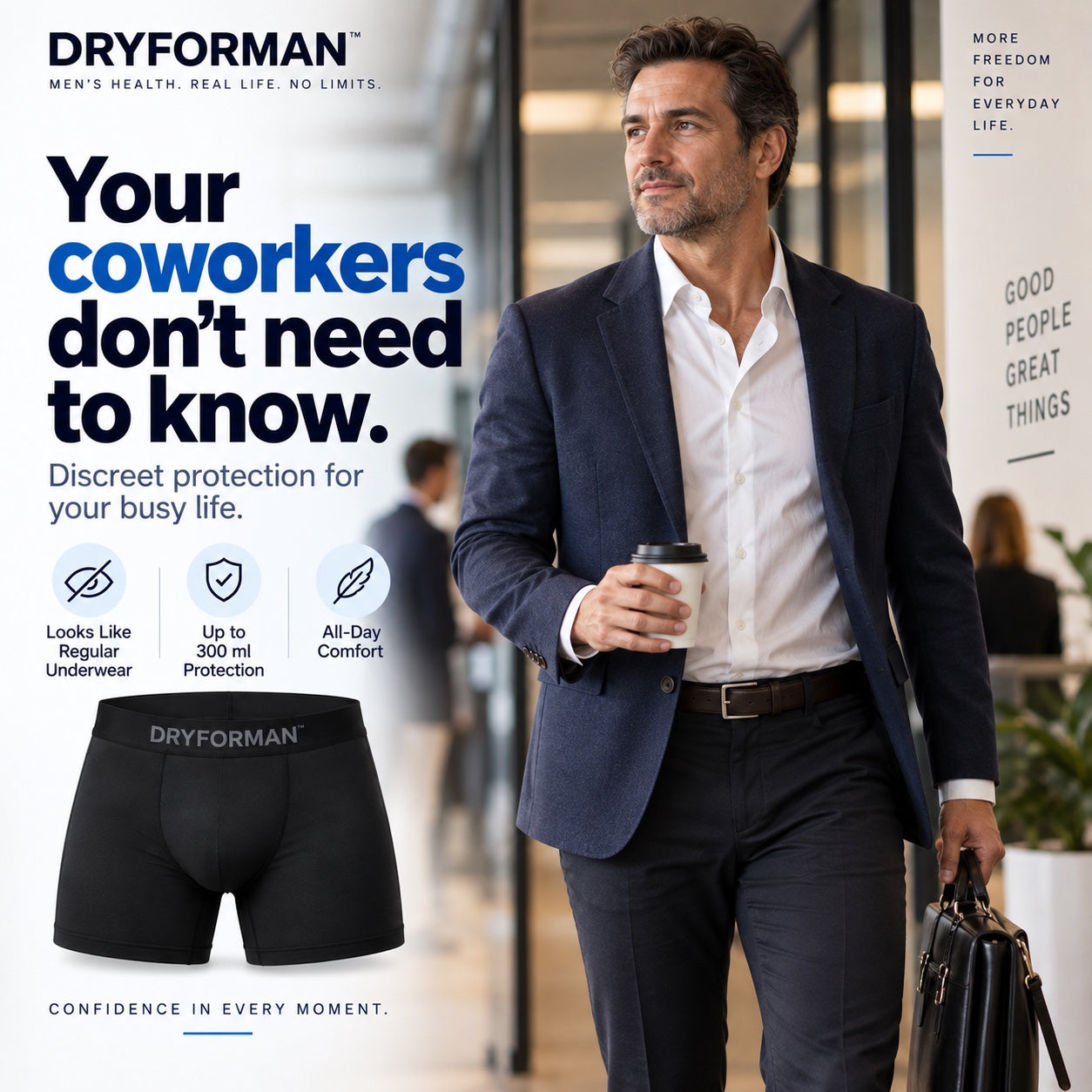 Man at work wearing discreet DRYFORMAN protection